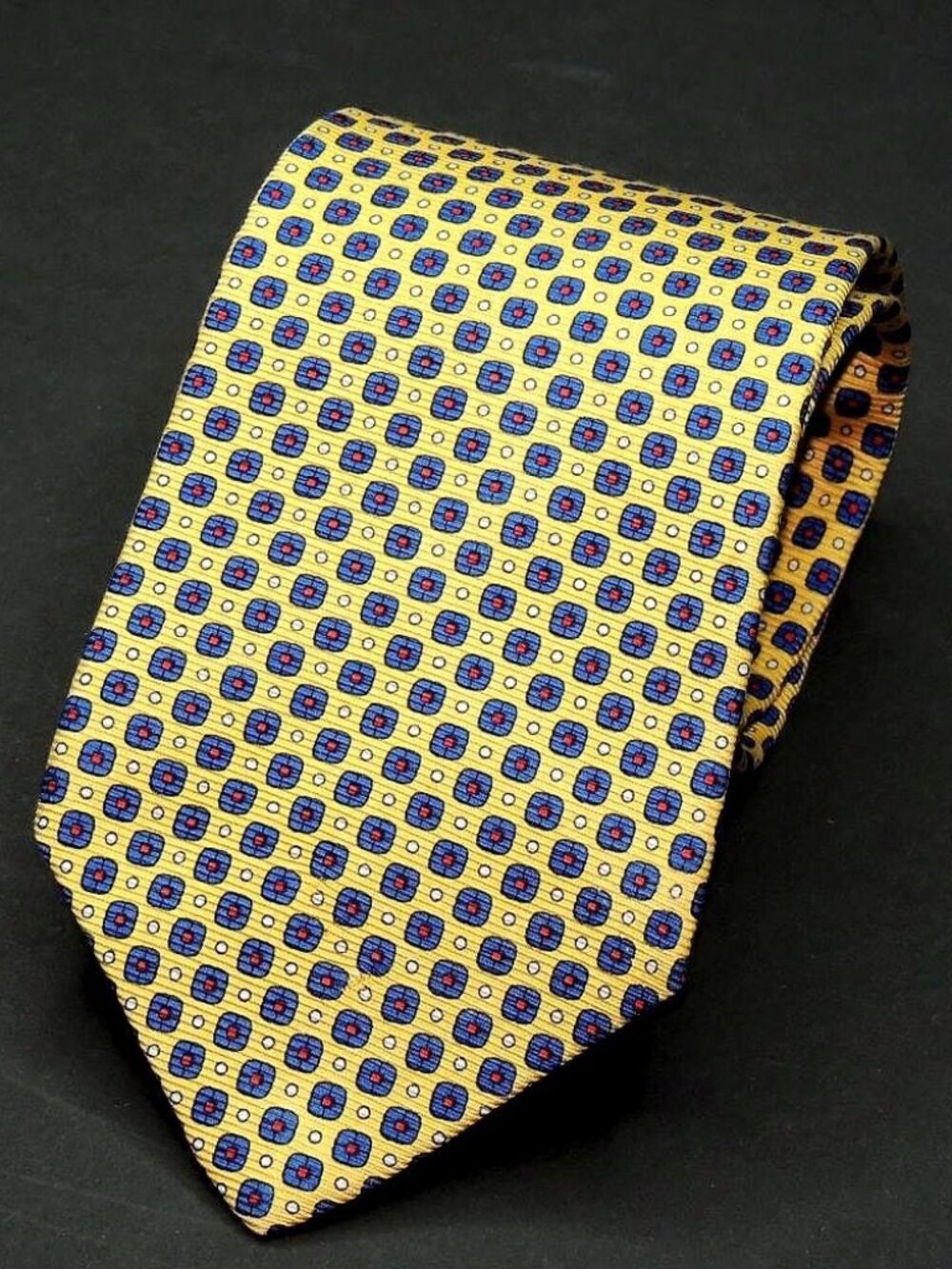 Lauren Ralph Lauren Yellow Red Gray Motifs Men's Silk Tie 57 X 3 5/8" Excellent